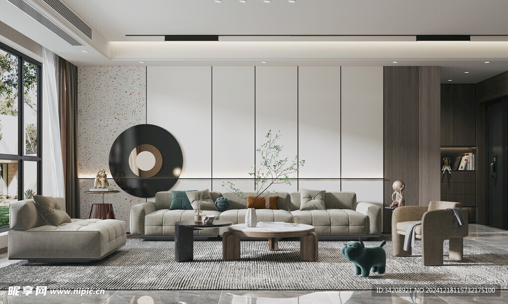 现代简约高级感新中式复古风客厅