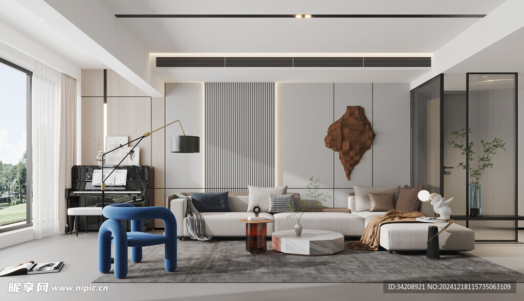 现代简约高级感新中式复古风客厅