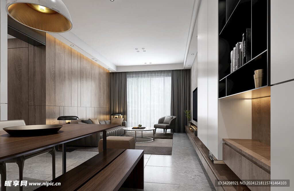 现代简约高级感新中式复古风客厅