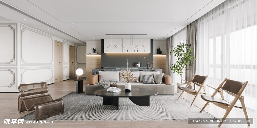 现代简约高级感新中式复古风客厅