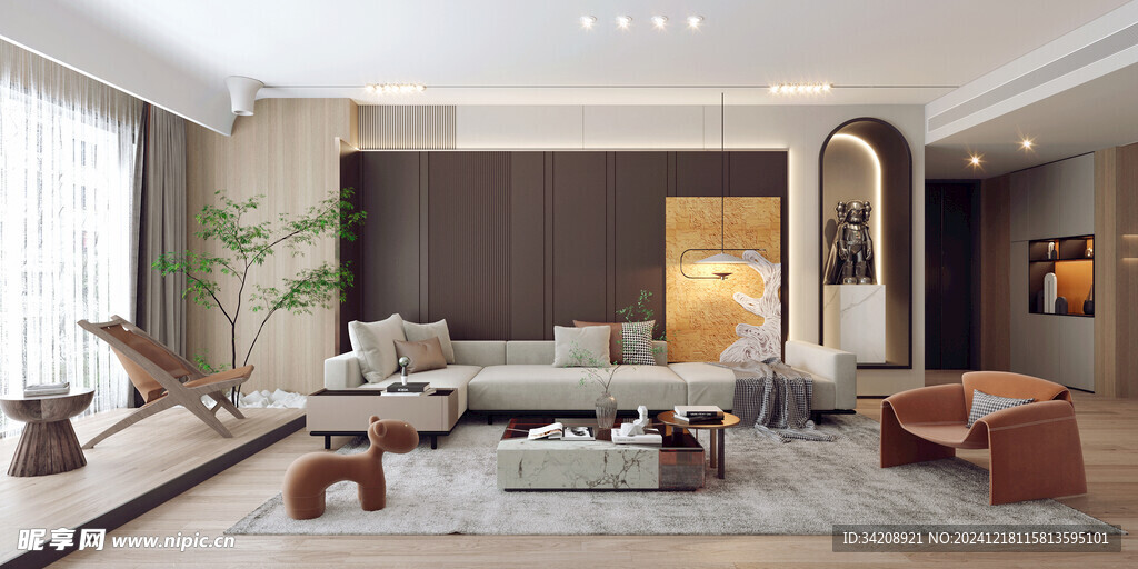 现代简约高级感新中式复古风客厅