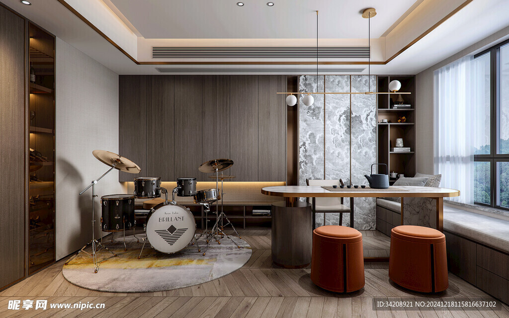 现代简约高级感新中式复古风客厅