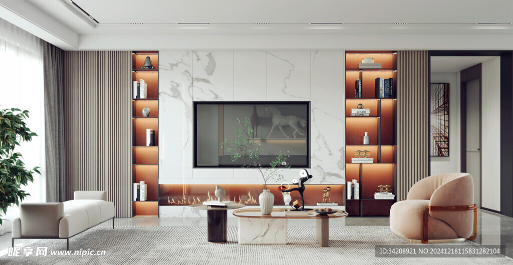 现代简约高级感新中式复古风客厅