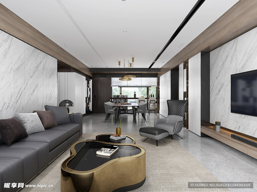 现代简约高级感新中式复古风客厅