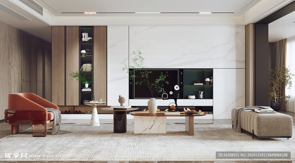 现代简约高级感新中式复古风客厅