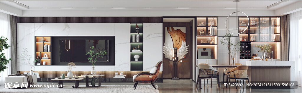 现代简约高级感新中式复古风客厅