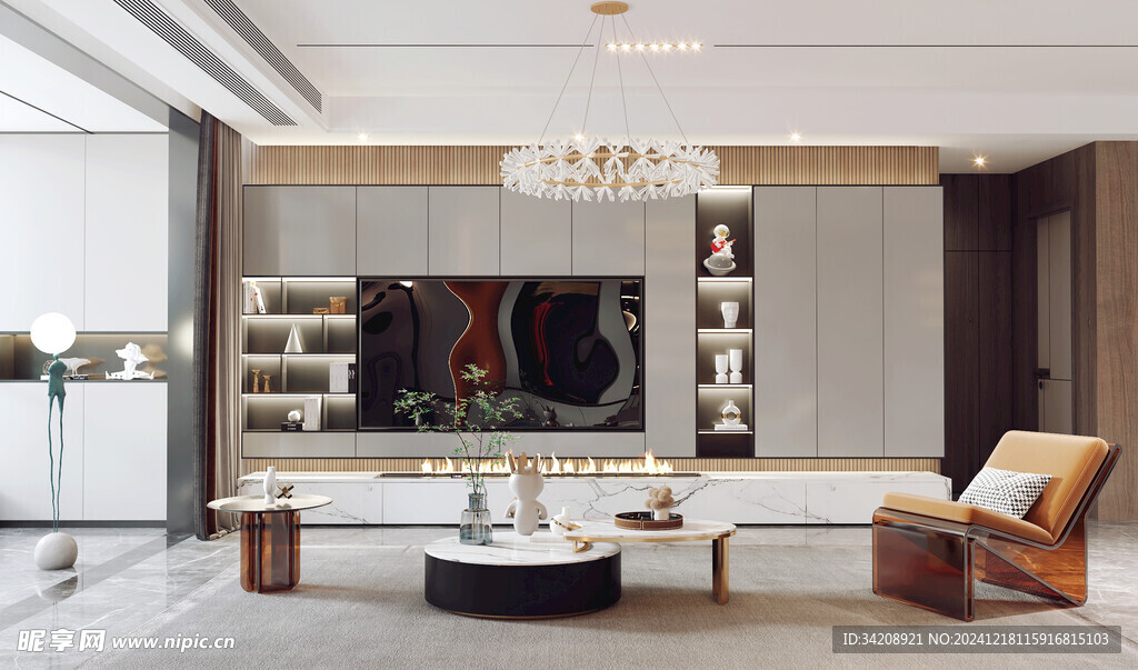 现代简约高级感新中式复古风客厅