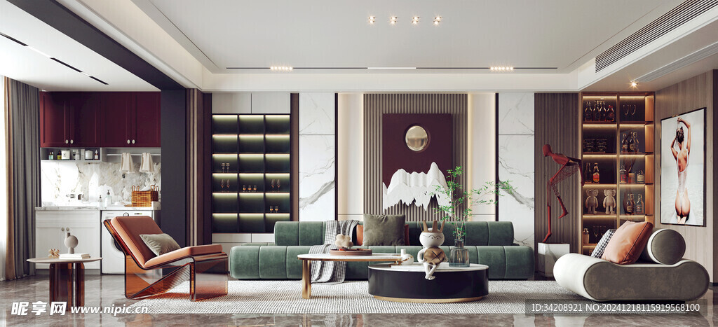 现代简约高级感新中式复古风客厅