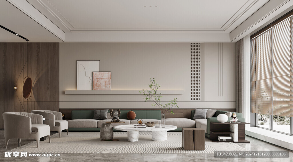 现代简约高级感新中式复古风客厅