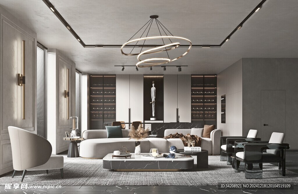 现代简约高级感新中式复古风客厅