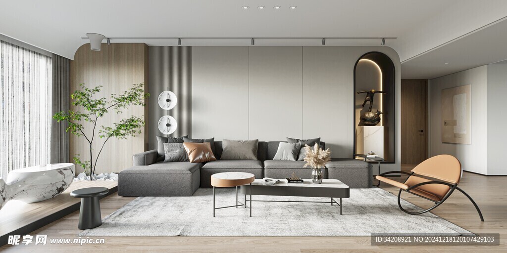 现代简约高级感新中式复古风客厅