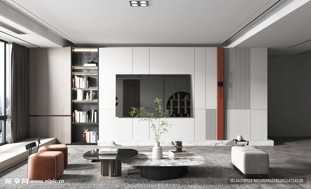 现代简约高级感新中式复古风客厅