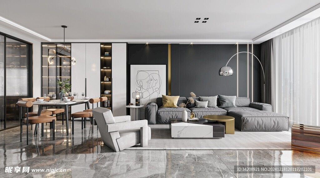 现代简约高级感新中式复古风客厅