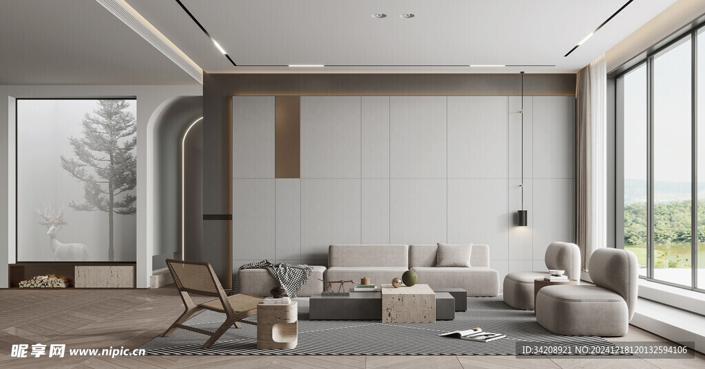 现代简约高级感新中式复古风客厅