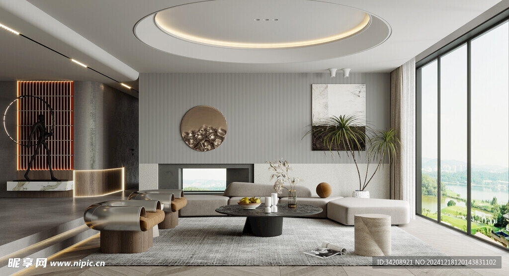 现代简约高级感新中式复古风客厅