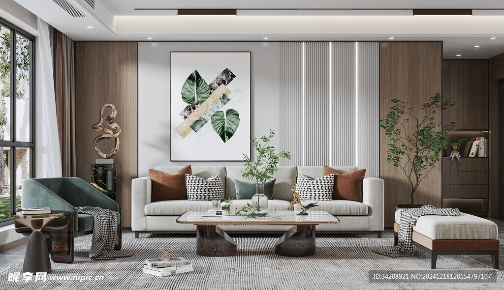 现代简约高级感新中式复古风客厅