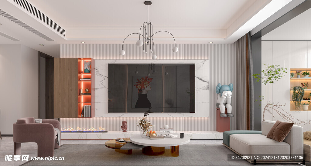 现代简约高级感新中式复古风客厅