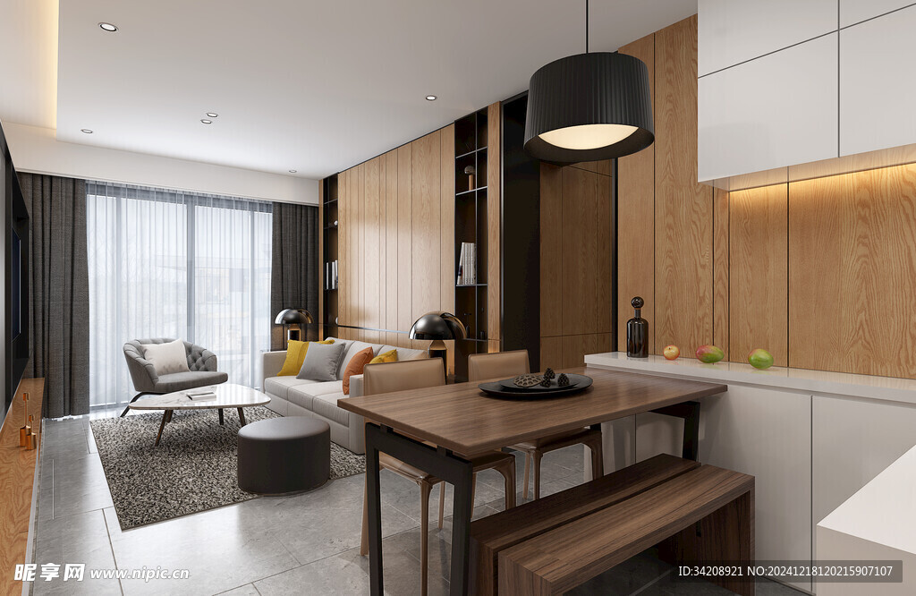 现代简约高级感新中式复古风客厅