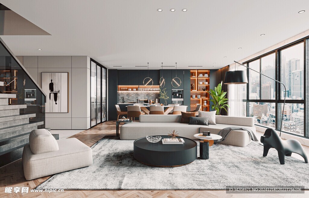 现代简约高级感新中式复古风客厅