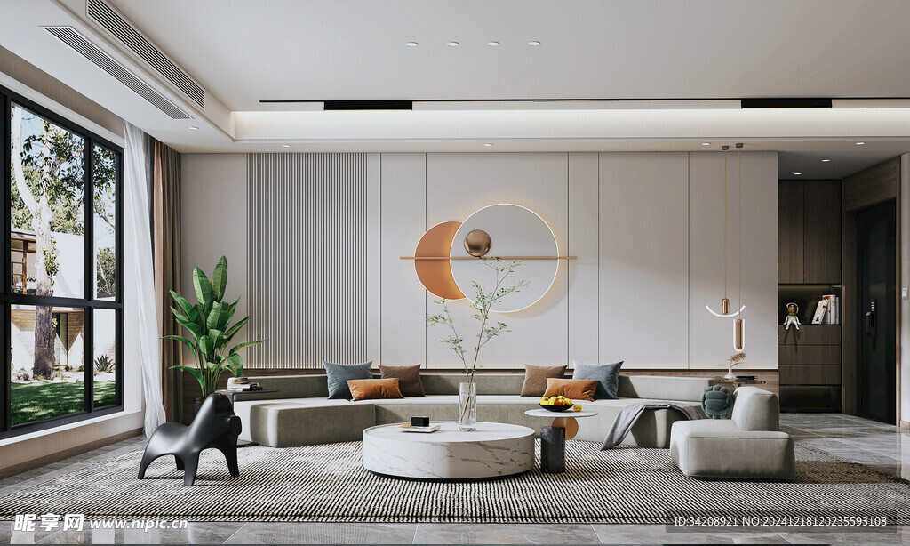 现代简约高级感新中式复古风客厅