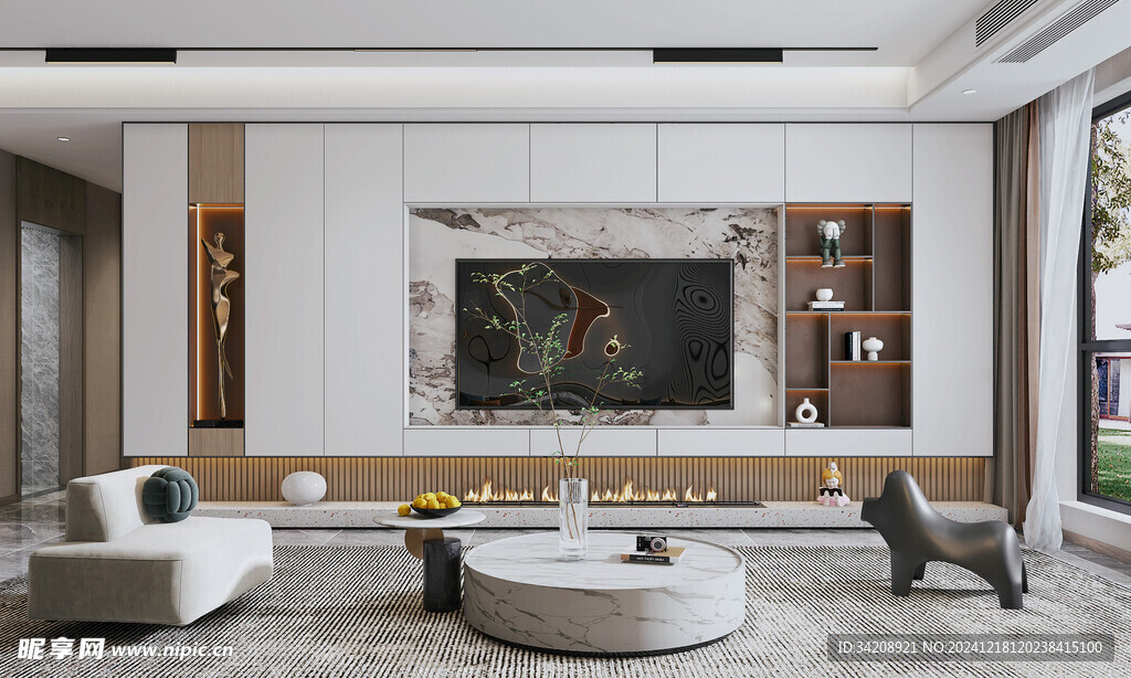 现代简约高级感新中式复古风客厅