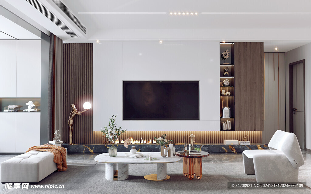 现代简约高级感新中式复古风客厅