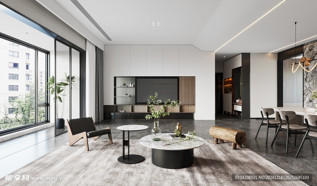 现代简约高级感新中式复古风客厅