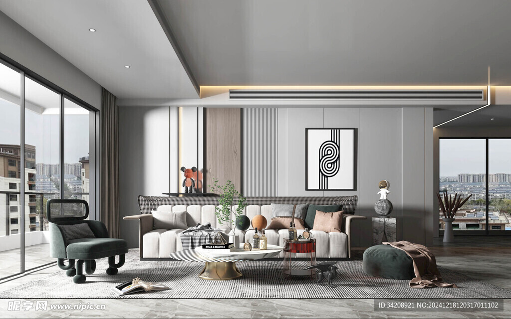 现代简约高级感新中式复古风客厅