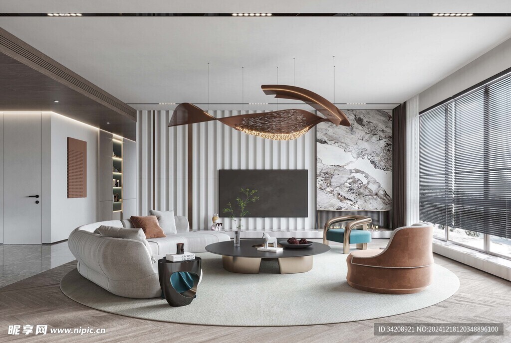 现代简约高级感新中式复古风客厅