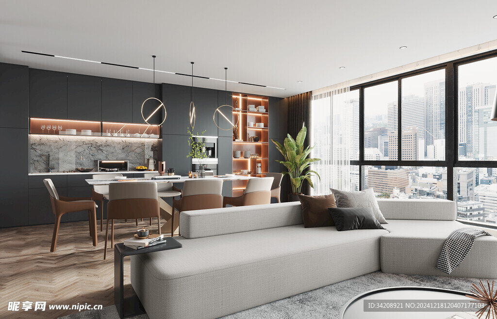 现代简约高级感新中式复古风客厅