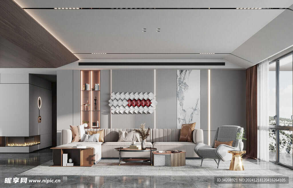 现代简约高级感新中式复古风客厅