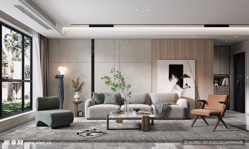 现代简约高级感新中式复古风客厅