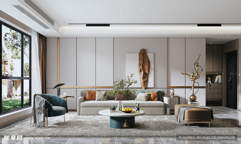 现代简约高级感新中式复古风客厅