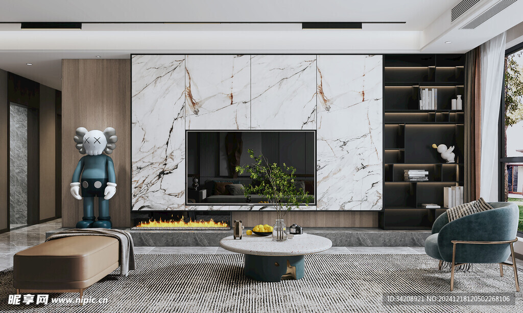 现代简约高级感新中式复古风客厅