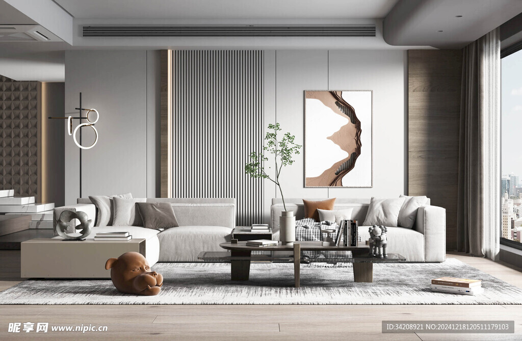 现代简约高级感新中式复古风客厅