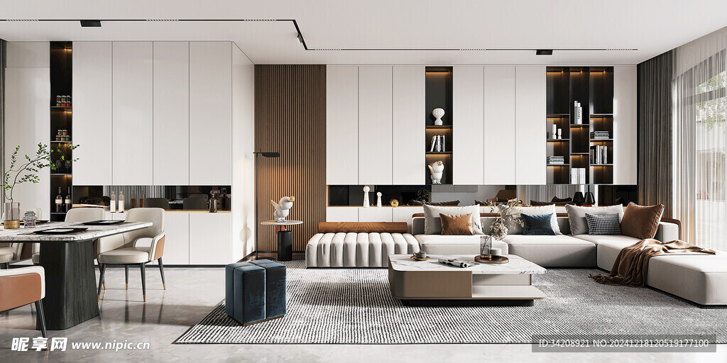 现代简约高级感新中式复古风客厅