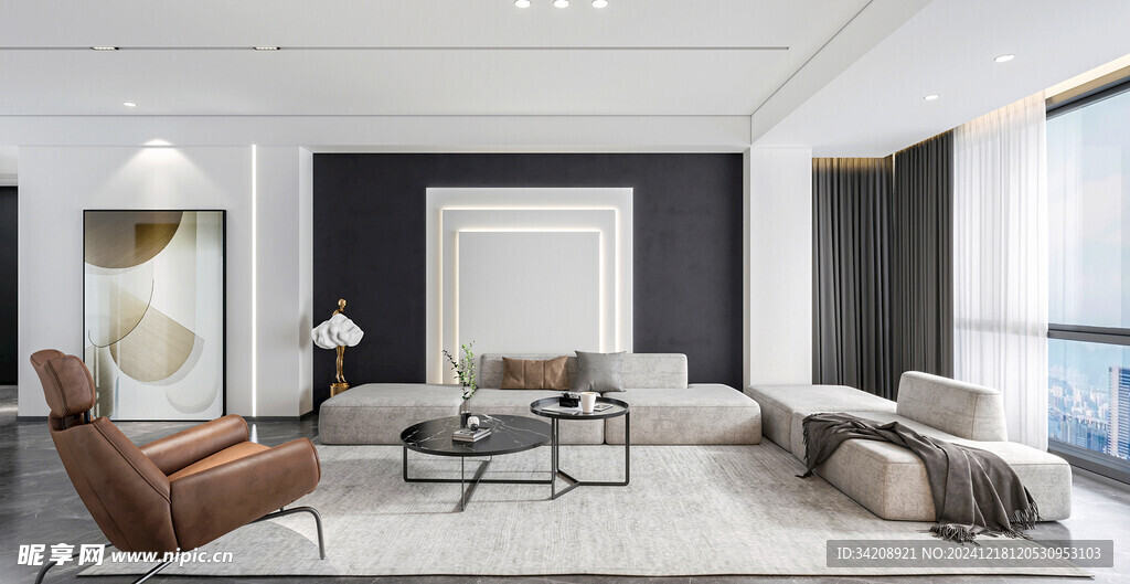 现代简约高级感新中式复古风客厅