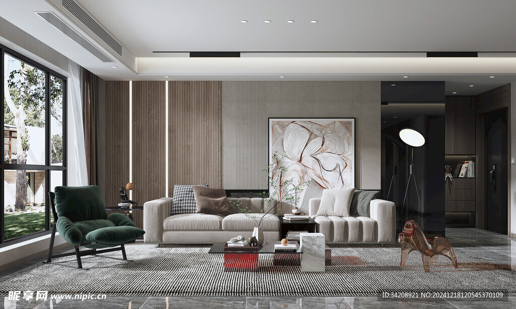 现代简约高级感新中式复古风客厅