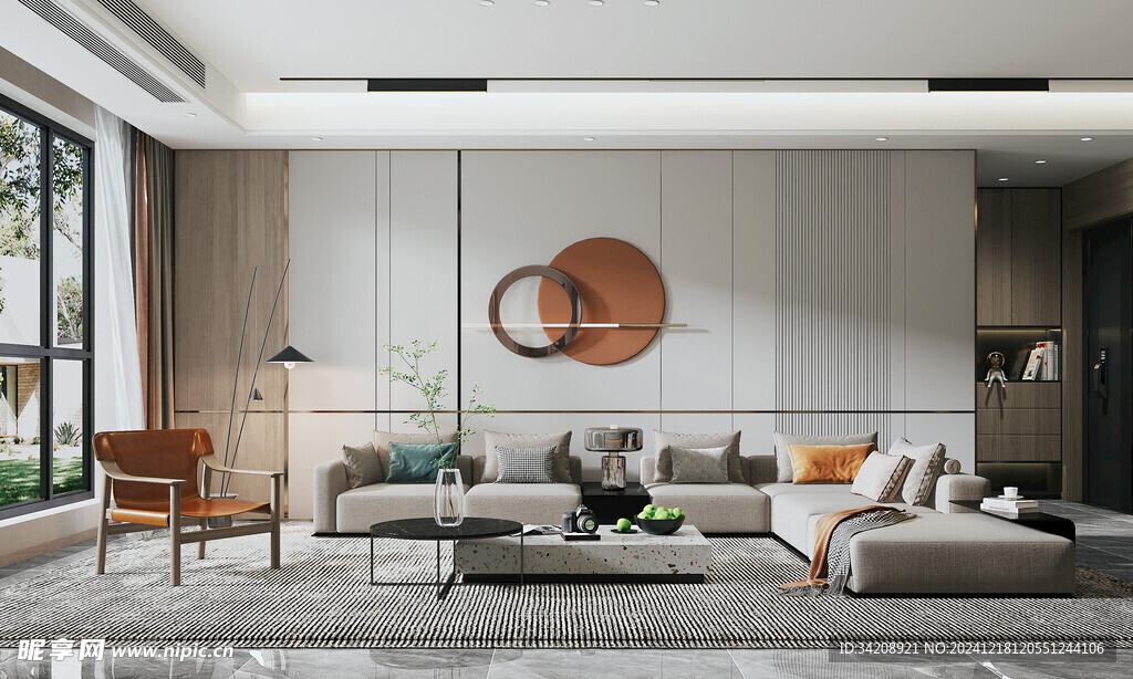 现代简约高级感新中式复古风客厅