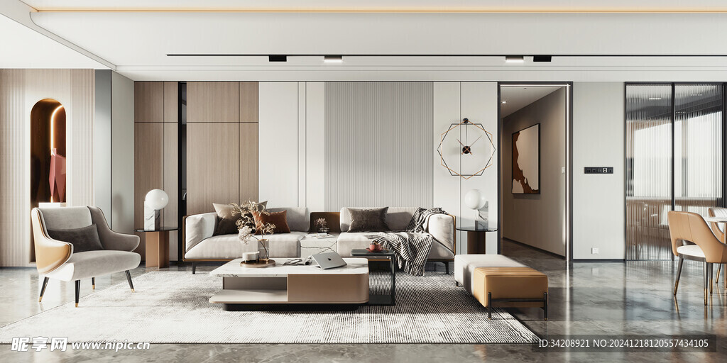 现代简约高级感新中式复古风客厅