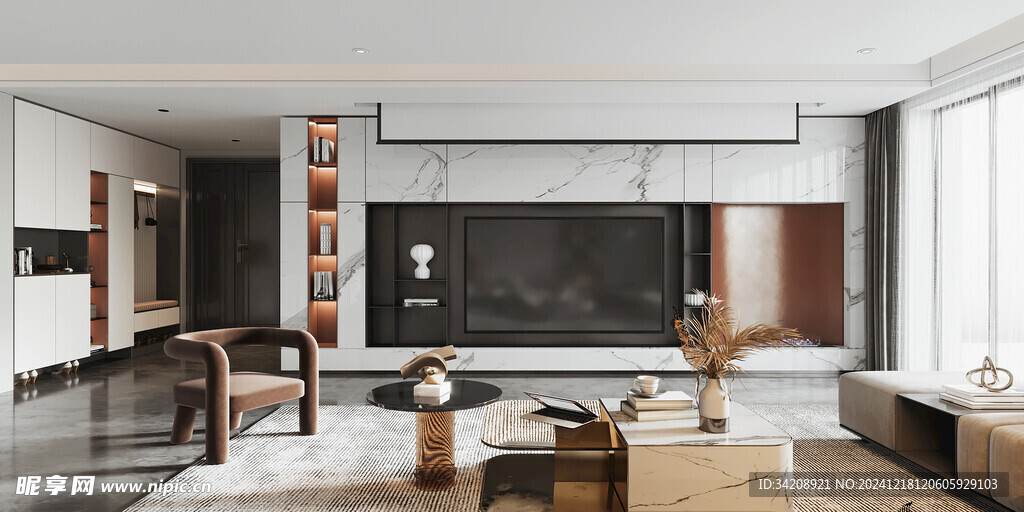 现代简约高级感新中式复古风客厅