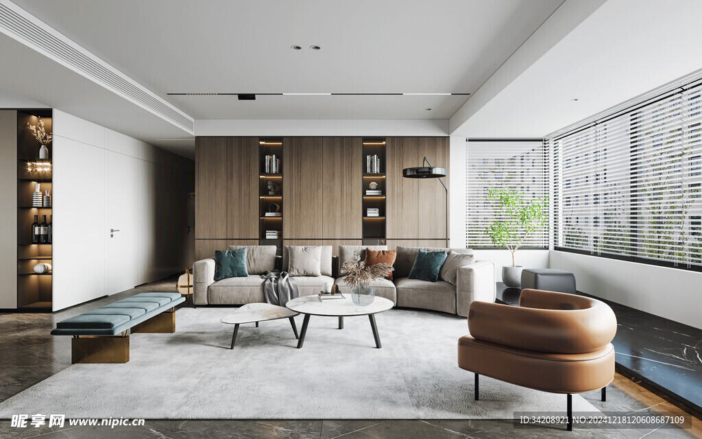 现代简约高级感新中式复古风客厅