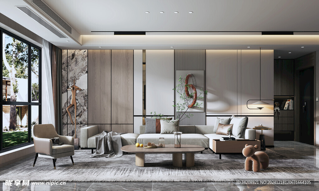 现代简约高级感新中式复古风客厅