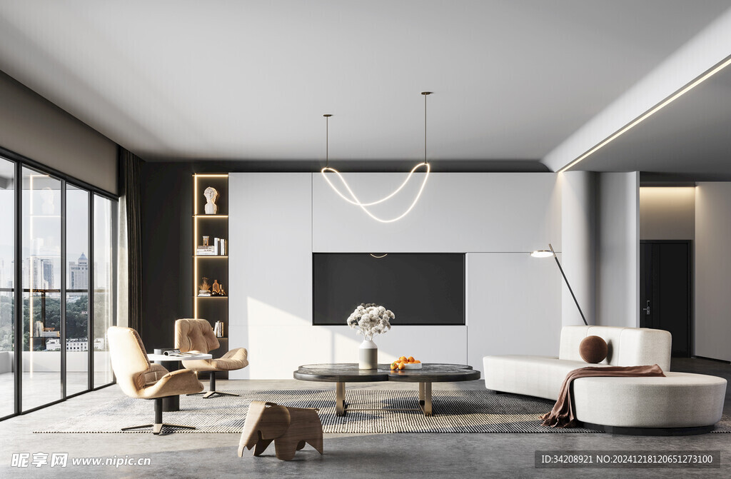 现代简约高级感新中式复古风客厅