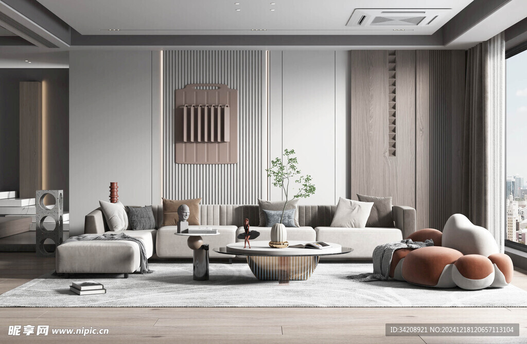 现代简约高级感新中式复古风客厅