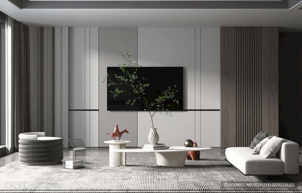 现代简约高级感新中式复古风客厅