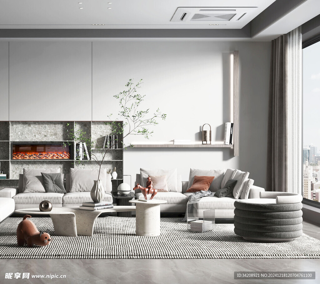 现代简约高级感新中式复古风客厅