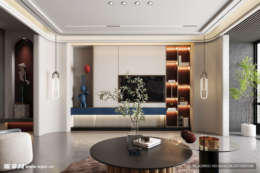 现代简约高级感新中式复古风客厅