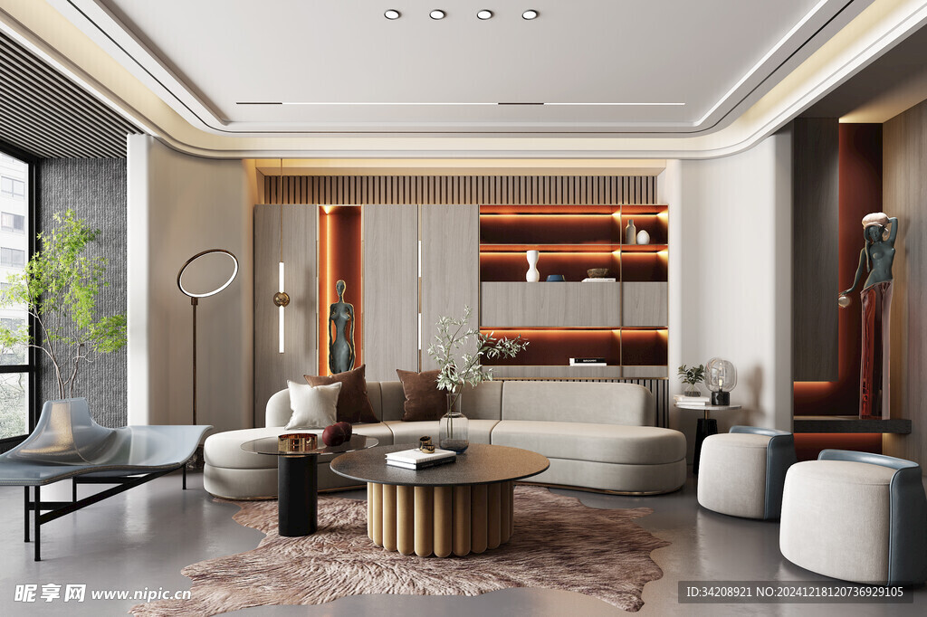 现代简约高级感新中式复古风客厅