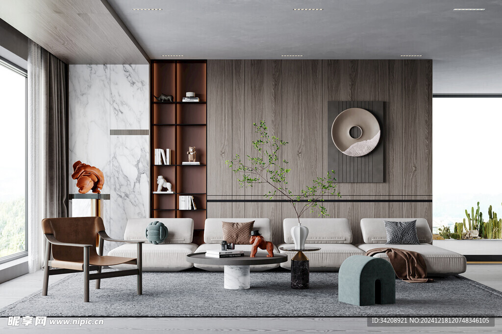 现代简约高级感新中式复古风客厅